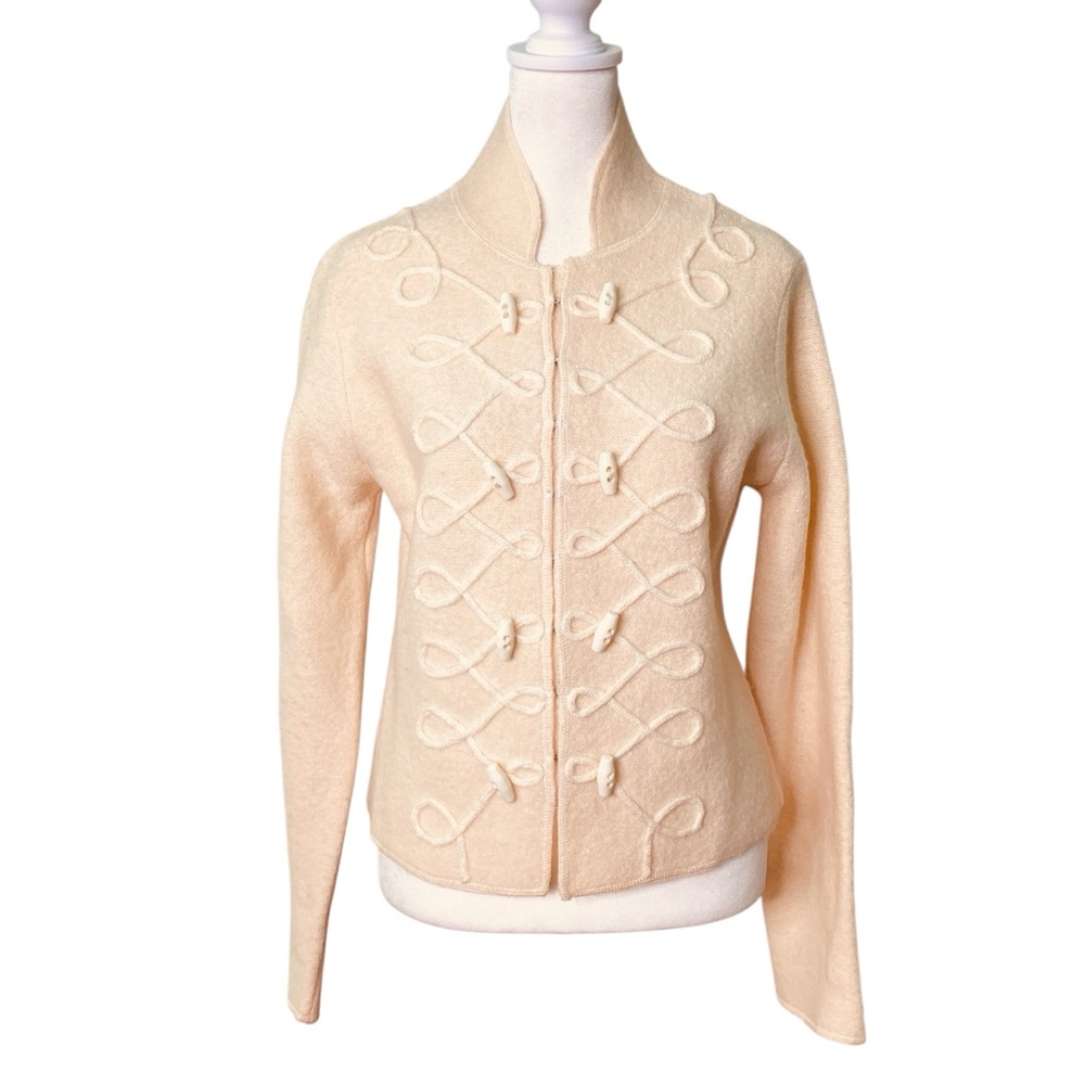 Wearing Your Heart‎ on Your Sleeve Military Inspired Ivory Wool Sweater (Size L)